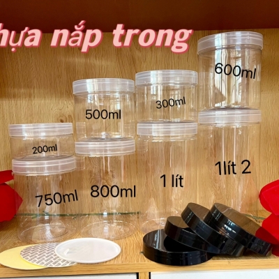 Hủ PET trong phi 89 + nắp nhựa trong suốt